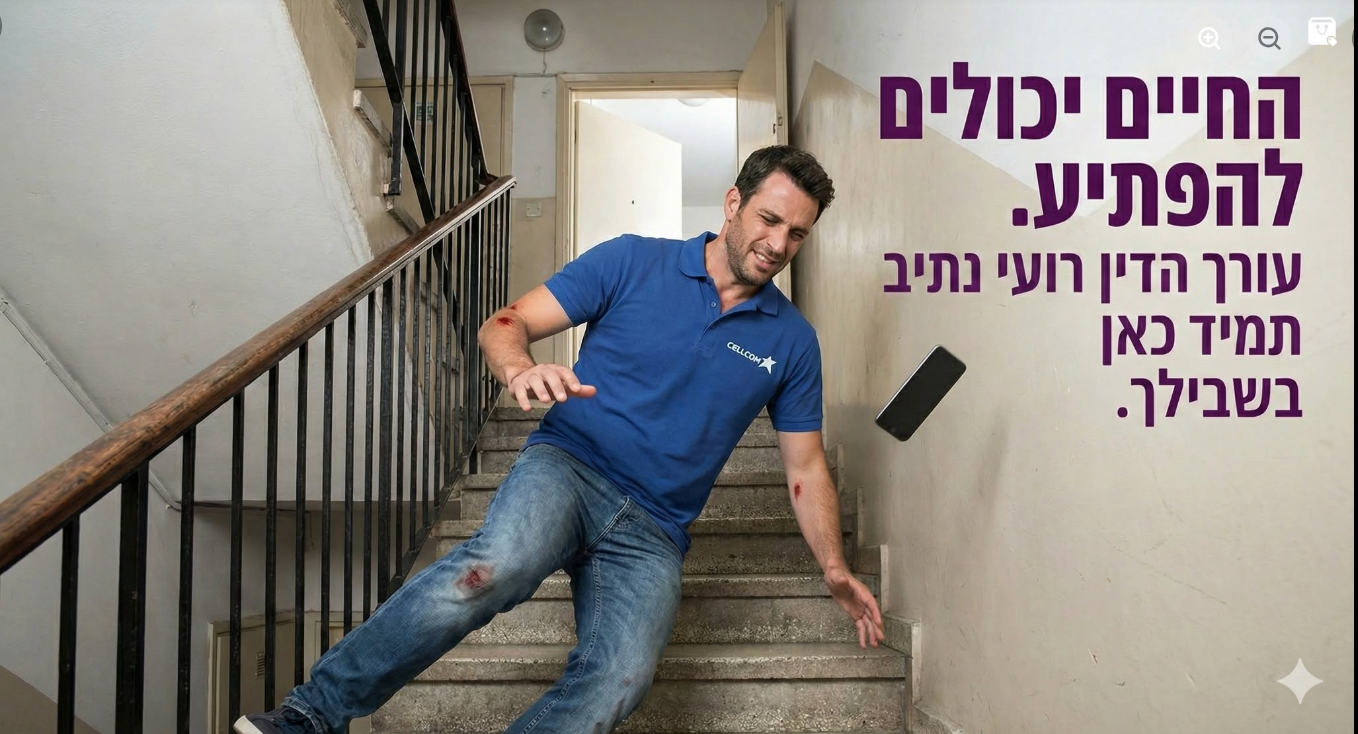 נפילה במדרגות שהוכרה כתאונת עבודה